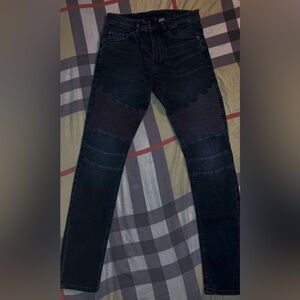 (NEW) H&M Navy Blue Men’s skinny biker jeans. waist size 30/32